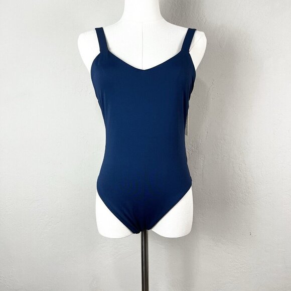 NEW Vitamin A Swimwear Leah One Piece Bathing Suit Ink Navy Blue Size Large - Picture 1 of 9